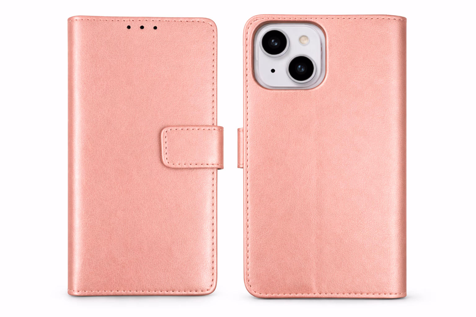 iPhone 15 - Classic Leather Wallet - Rose Gold